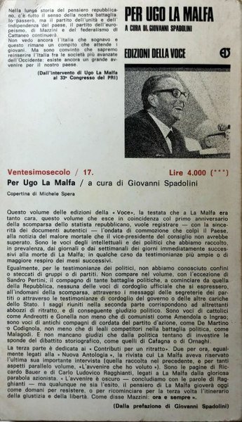 PER UGO LA MALFA. A CURA DI GIOVANNI SPADOLINI