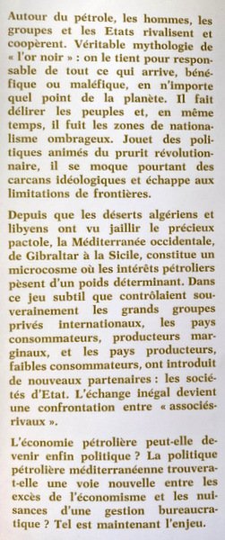 PÉTROLE ET POLITIQUE EN MÉDITERRANÉE OCCIDENTALE