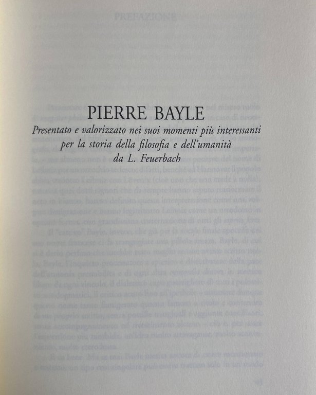 PIERRE BAYLE: UN CONTRIBUTO ALLA STORIA DELLA FILOSOFIA E DELL'UMANITÀ
