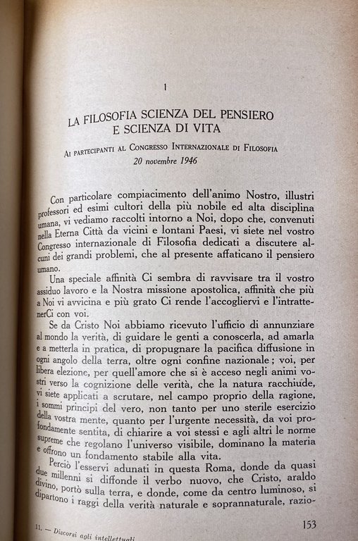 PIO XII DISCORSI AGLI INTELLETTUALI (1939-1954)