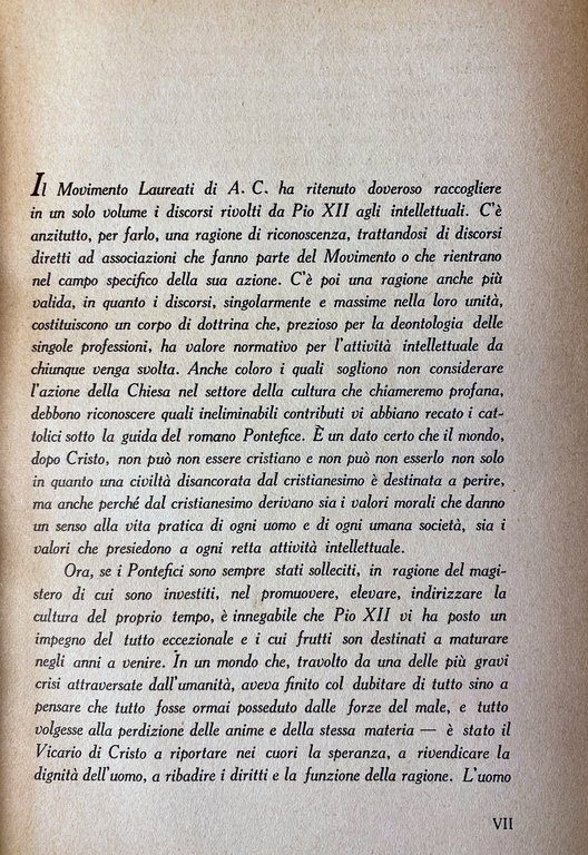 PIO XII DISCORSI AGLI INTELLETTUALI (1939-1954)