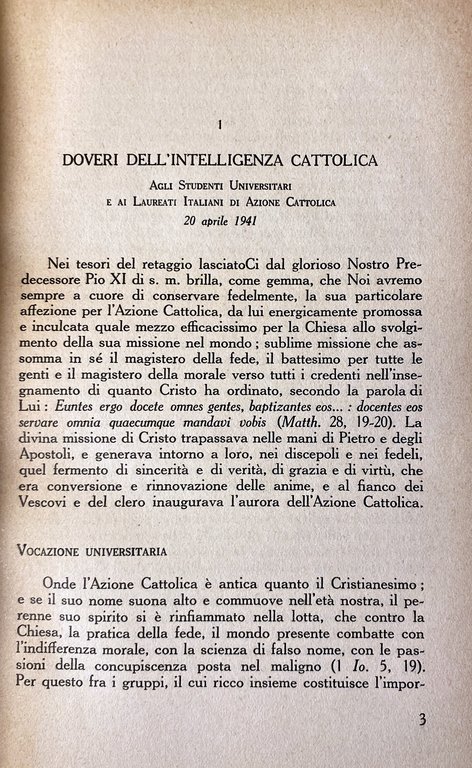 PIO XII DISCORSI AGLI INTELLETTUALI (1939-1954)