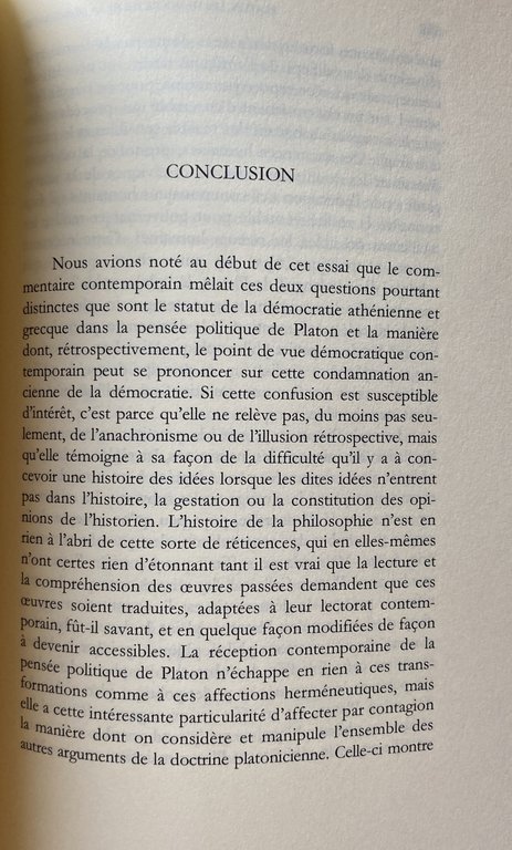 PLATON, LES DEMOCRATES ET LA DEMOCRATIE ESSAI SUR LA RÉCEPTION …