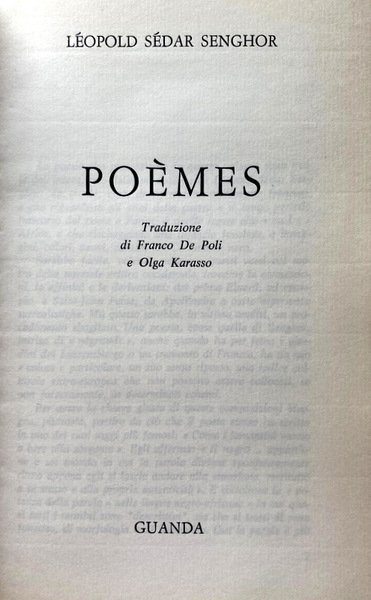 POÈMES. (FRANCESE E ITALIANO A FRONTE)