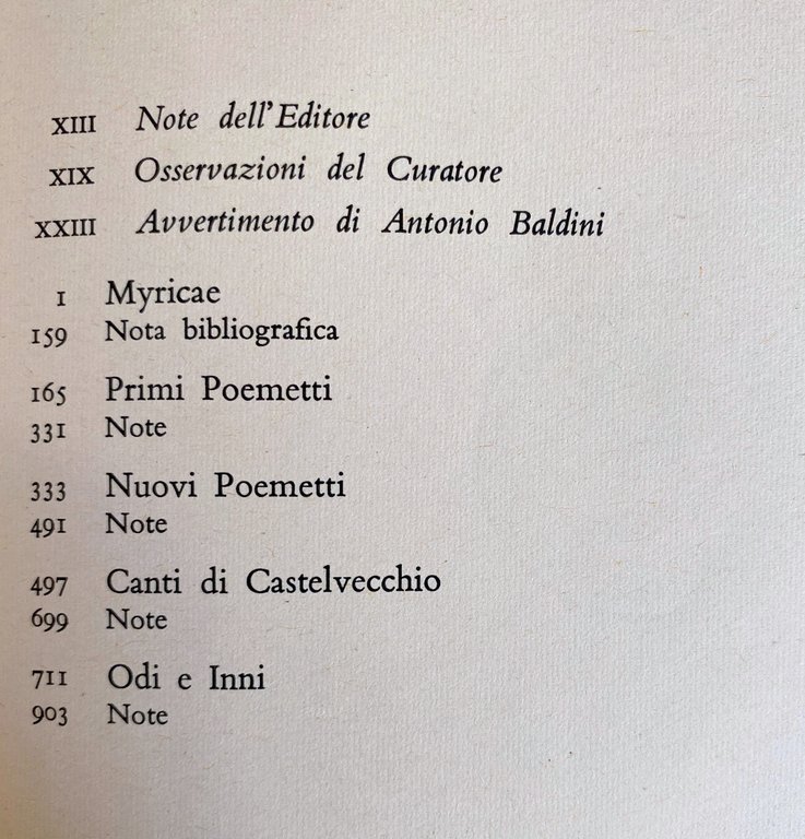 POESIE. CON UN AVVERTIMENTO DI ANTONIO BALDINI. SEZIONE PRIMA, SECONDA …
