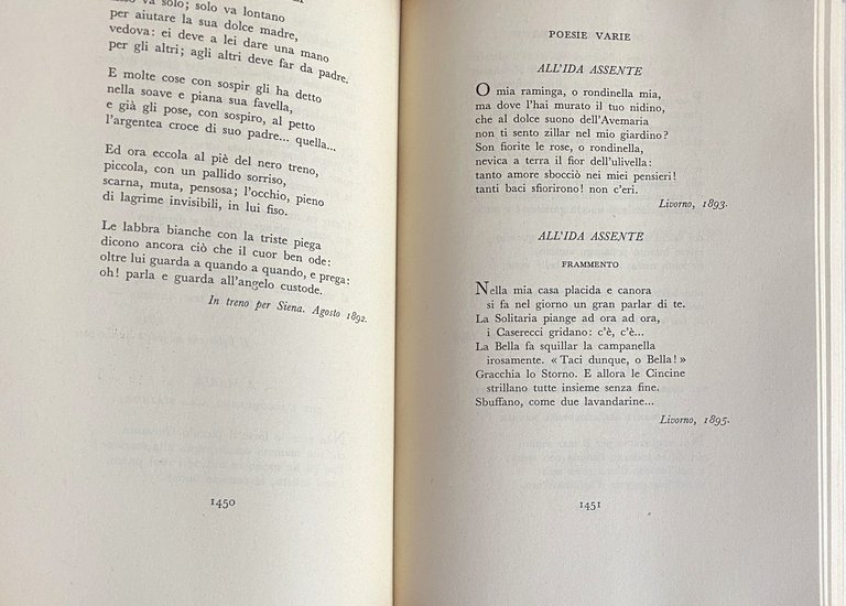 POESIE. CON UN AVVERTIMENTO DI ANTONIO BALDINI. SEZIONE PRIMA, SECONDA …