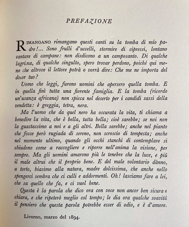 POESIE. CON UN AVVERTIMENTO DI ANTONIO BALDINI. SEZIONE PRIMA, SECONDA …