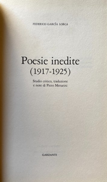 POESIE INEDITE (1917-1925). TESTO ORIGINALE A FRONTE. A CURA DI …