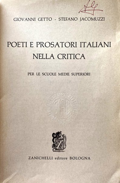 POETI E PROSATORI ITALIANI NELLA CRITICA