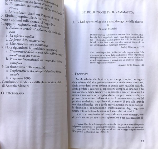 PRASSI TRASFORMAZIONALI IN CAMPO DI ESCLUSIONE ANTROPICA