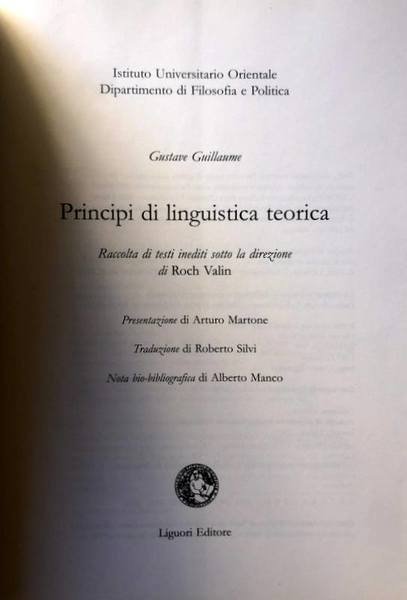 PRINCIPI DI LINGUISTICA TEORICA. RACCOLTA DI TESTI INEDITI SOTTO LA …