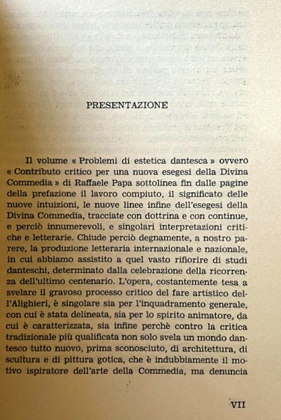 PROBLEMI DI ESTETICA DANTESCA. CONTRIBUTO CRITICO PER UNA NUOVA ESEGESI …