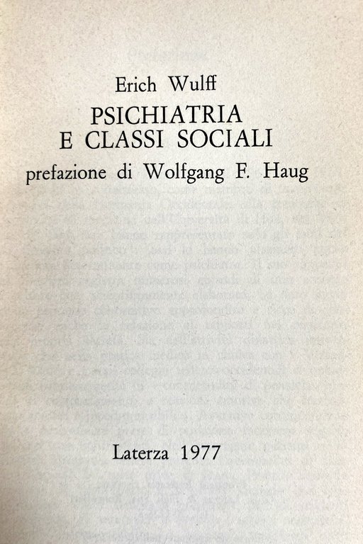 PSICHIATRIA E CLASSI SOCIALI