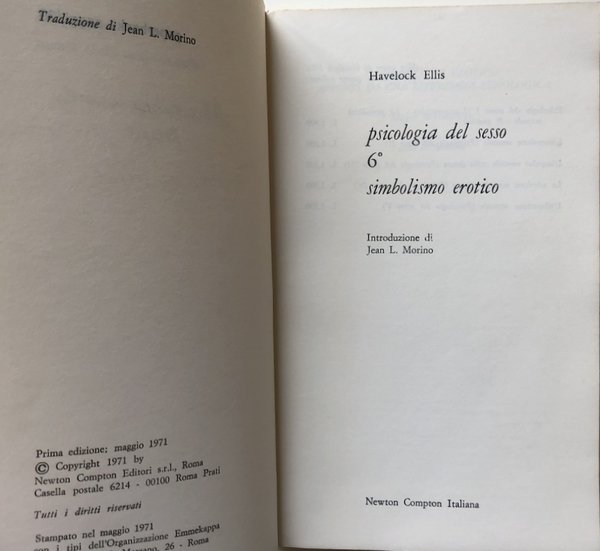 PSICOLOGIA DEL SESSO. VOLUME 6: SIMBOLISMO EROTICO