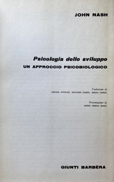 PSICOLOGIA DELLO SVILUPPO. UN APPROCCIO PSICOBIOLOGICO