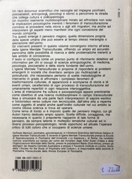 PSICOPATOLOGIA CULTURA E PENSIERO MAGICO. A CURA DI GOFFREDO BARTOCCI