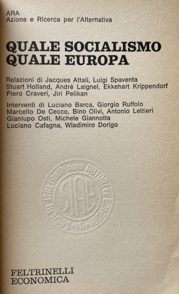 QUALE SOCIALISMO, QUALE EUROPA