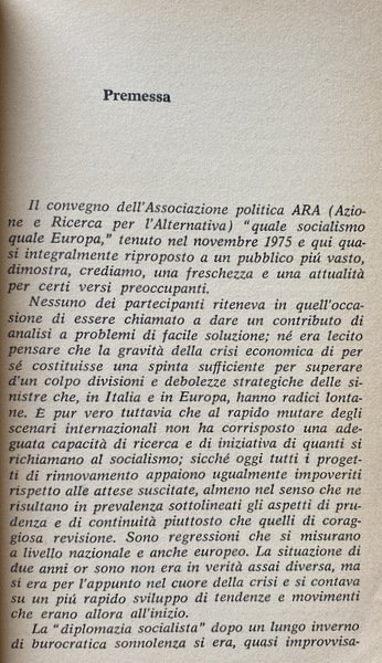 QUALE SOCIALISMO, QUALE EUROPA