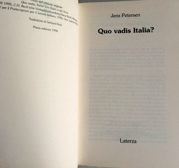 QUO VADIS ITALIA?