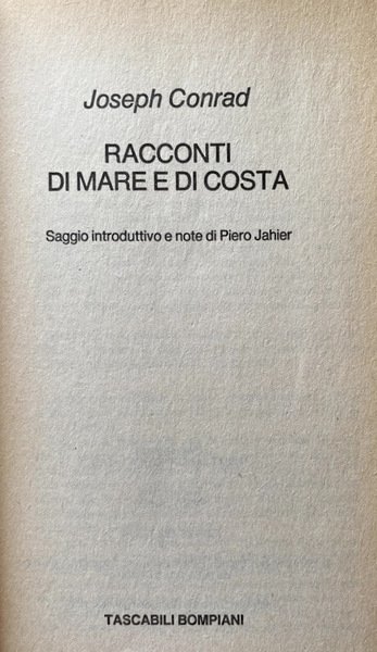 RACCONTI DI MARE E DI COSTA. SAGGIO INTRODUTTIVO DI PIERO …