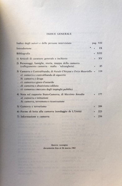 RASSEGNA STAMPA SULLA CAMORRA (1977-1982)