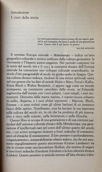 REDENZIONE E UTOPIA. FIGURE DELLA CULTURA EBRAICA MITTELEUROPEA