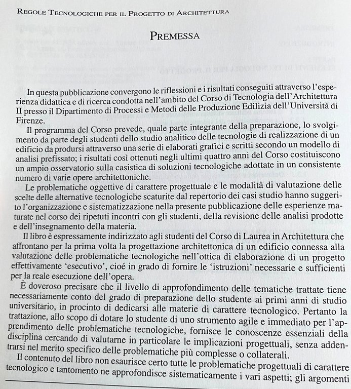 REGOLE TECNOLOGICHE PER IL PROGETTO DI ARCHITETTURA. CONTRIBUTO DIDATTICO PER …