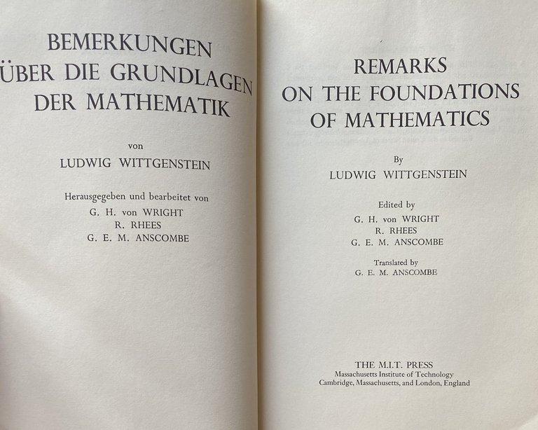 REMARKS ON THE FOUNDATIONS OF MATHEMATICS BY LUDWIG WITTGENSTEIN, BEMERKUNGEN …