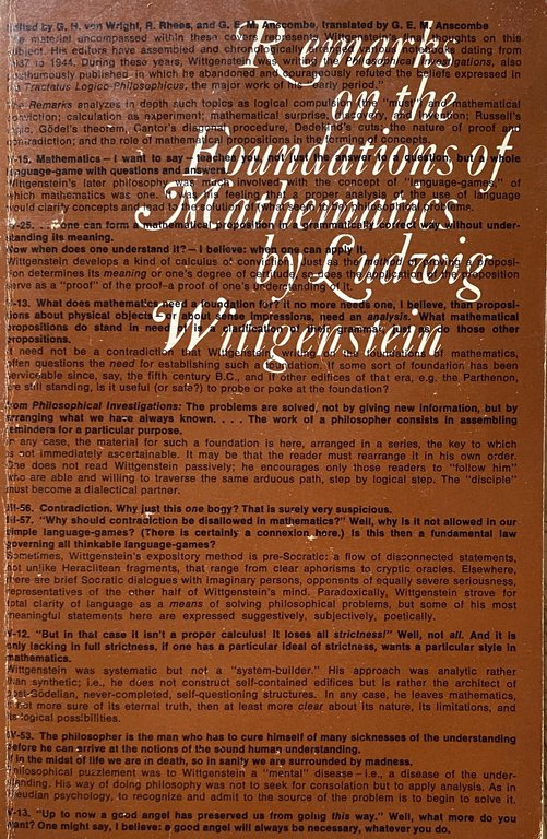 REMARKS ON THE FOUNDATIONS OF MATHEMATICS BY LUDWIG WITTGENSTEIN, BEMERKUNGEN …