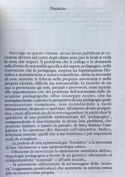 RICERCHE SUL PROBLEMA DELLA RAZIONALITÀ IN PEDAGOGIA