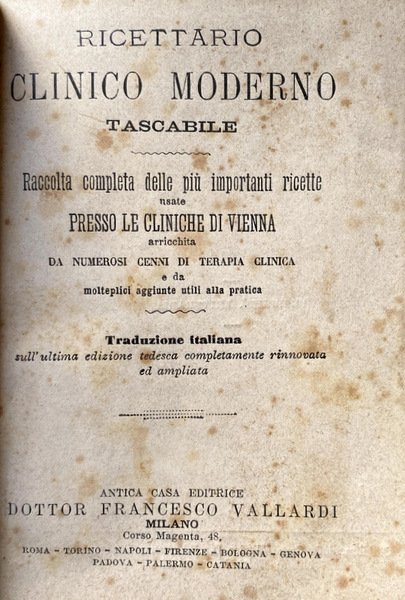 RICETTARIO CLINICO MODERNO TASCABILE. RACCOLTA COMPLETA DELLE PIÙ IMPORTANTI RICETTE …