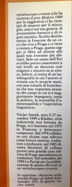 RICORDI DI UN MITTELEUROPEO ERRANTE. STORIE PRAGHESI