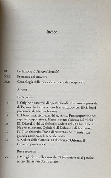 RICORDI. PREFAZIONE DI FERNAND BRAUDEL. A CURA DI CORRADO VIVANTI