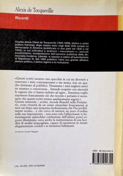 RICORDI. PREFAZIONE DI FERNAND BRAUDEL. A CURA DI CORRADO VIVANTI