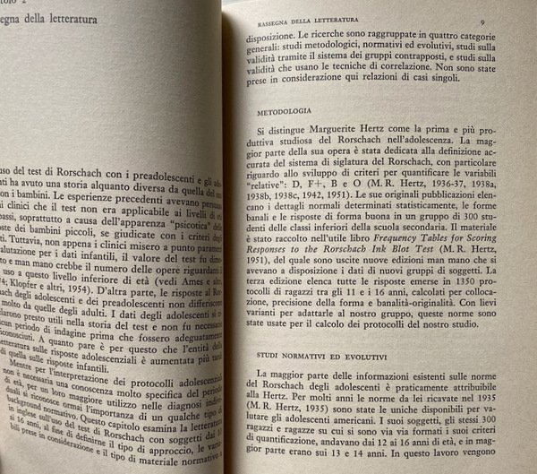 RISPOSTE AL TEST DI RORSCHACH: L'ADOLESCENTE. (VOLUME 2 SECONDO)