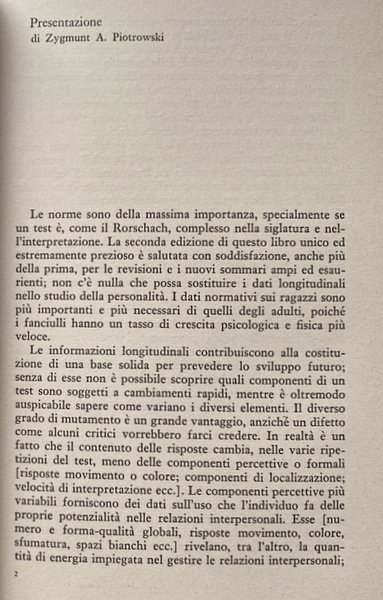 RISPOSTE AL TEST DI RORSCHACH: L'ADOLESCENTE. (VOLUME 2 SECONDO)