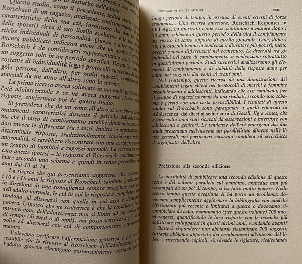 RISPOSTE AL TEST DI RORSCHACH: L'ADOLESCENTE. (VOLUME 2 SECONDO)