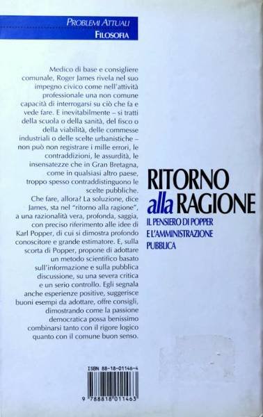 RITORNO ALLA RAGIONE. IL PENSIERO DI POPPER E L'AMMINISTRAZIONE PUBBLICA. …