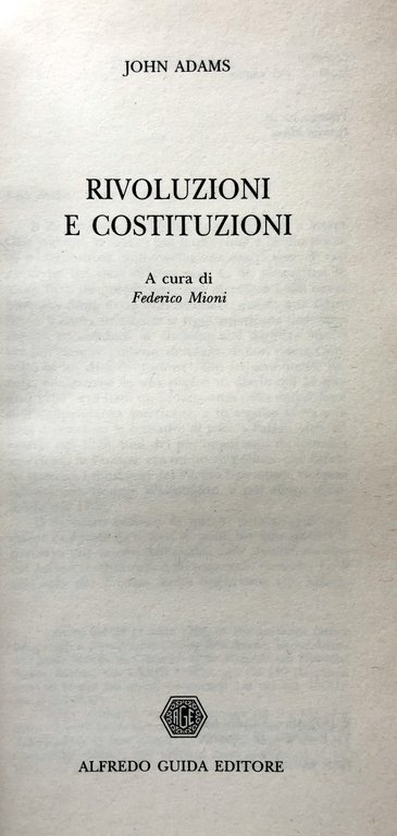RIVOLUZIONI E COSTITUZIONI.