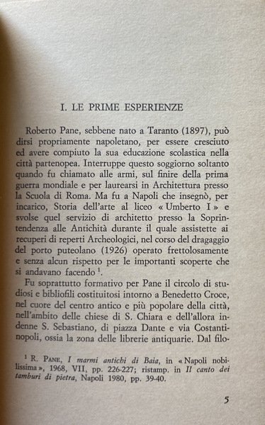 ROBERTO PANE: TEORIA E STORIA DELL'ARCHITETTURA