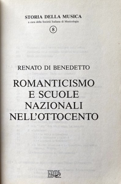 ROMANTICISMO E SCUOLE NAZIONALI NELL'OTTOCENTO. (VOLUME 8 DI STORIA DELLA …