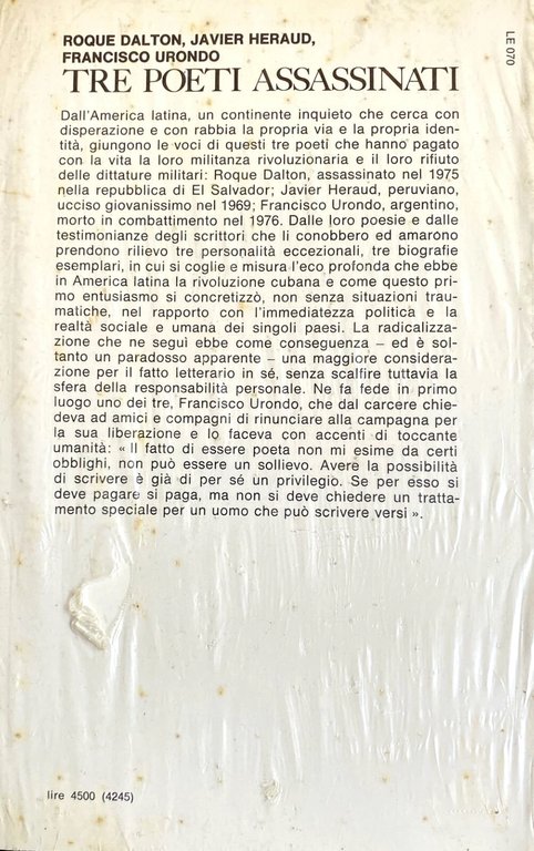 ROQUE DALTON, JAVIER HERAUD, FRANCISCO URONDO: TRE POETI ASSASSINATI