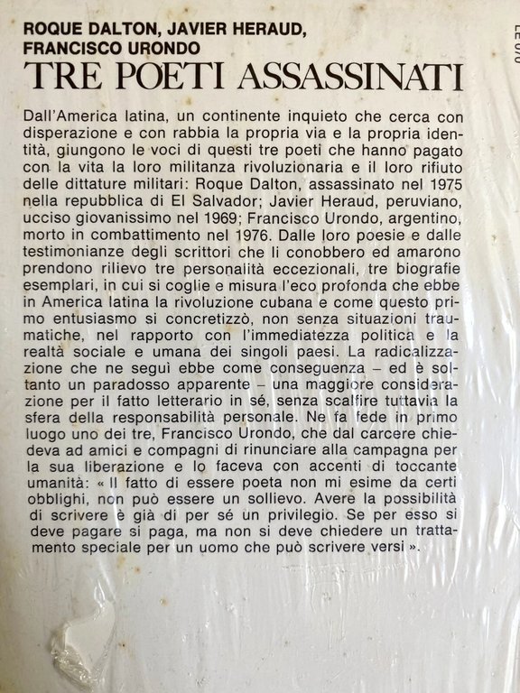 ROQUE DALTON, JAVIER HERAUD, FRANCISCO URONDO: TRE POETI ASSASSINATI
