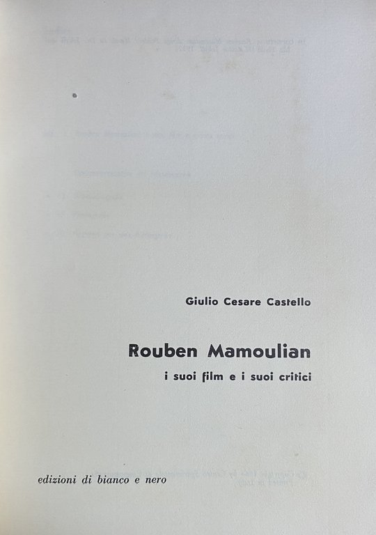 ROUBEN MAMOULIAN I SUOI FILM E I SUOI CRITICI