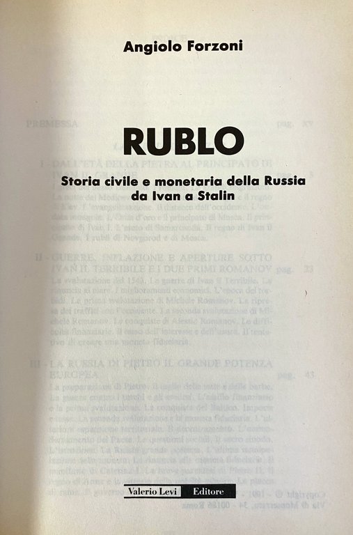 RUBLO. STORIA CIVILE E MONETARIA DELLA RUSSIA DA IVAN A …