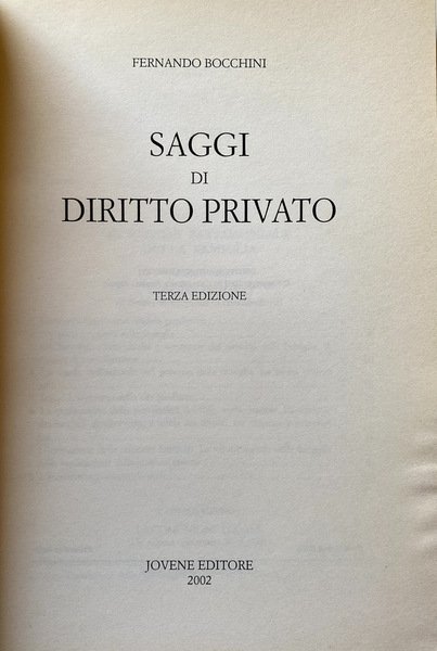 SAGGI DI DIRITTO PRIVATO