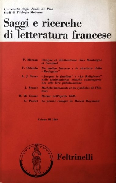 SAGGI E RICERCHE DI LETTERATURA FRANCESE. (VOLUME 3 III)