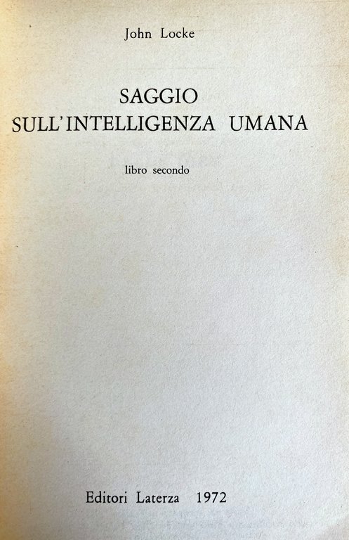 SAGGIO SULL'INTELLIGENZA UMANA. (LIBRO PRIMO, SECONDO, TERZO)