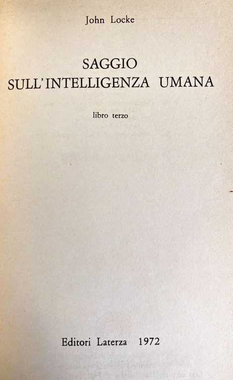SAGGIO SULL'INTELLIGENZA UMANA. (LIBRO PRIMO, SECONDO, TERZO)
