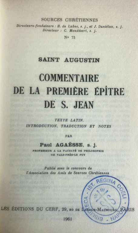 SAINT AUGUSTIN D'HIPPONE COMMENTAIRE DE LA PREMIÈRE ÉPÎTRE DE S. … | Immagine Gallery 5